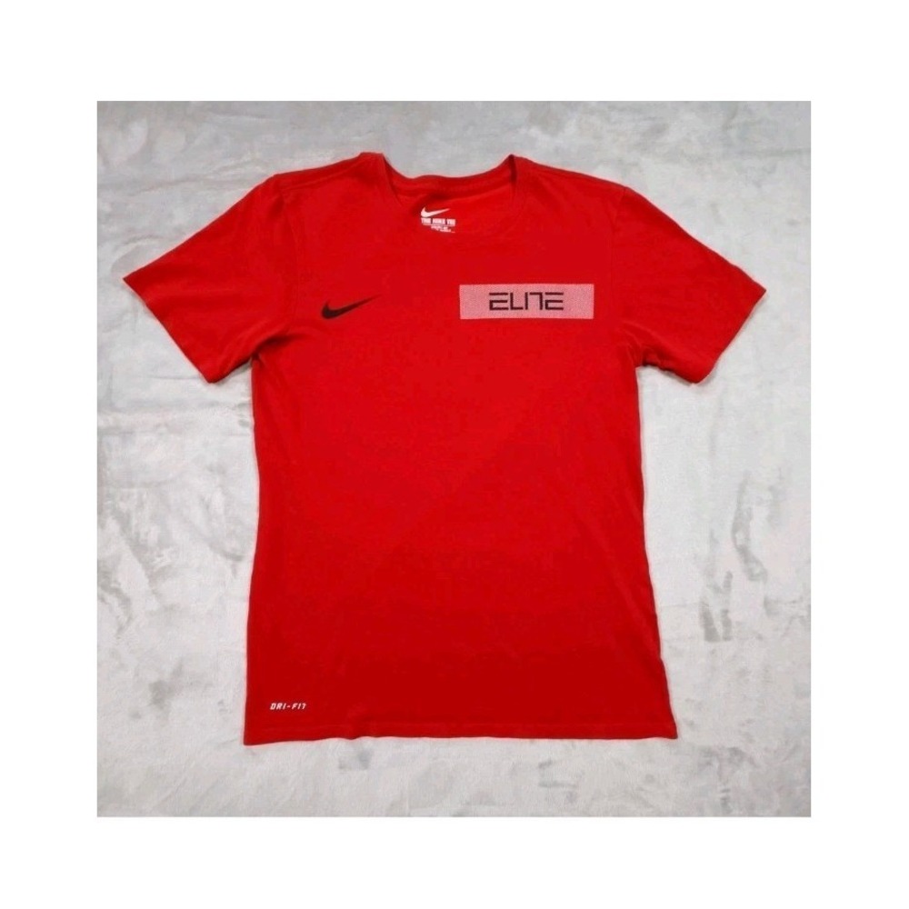 Nike Mens Elite Dri-Fit T-Shirt Red Athletic Cut Short Sleeve Small